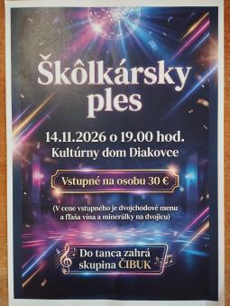Škôlkársky ples 14. novembra 2026 v kultúrnom dome Diakovce