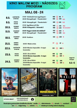 Kino Malom Mozi program Máj 2025 1
